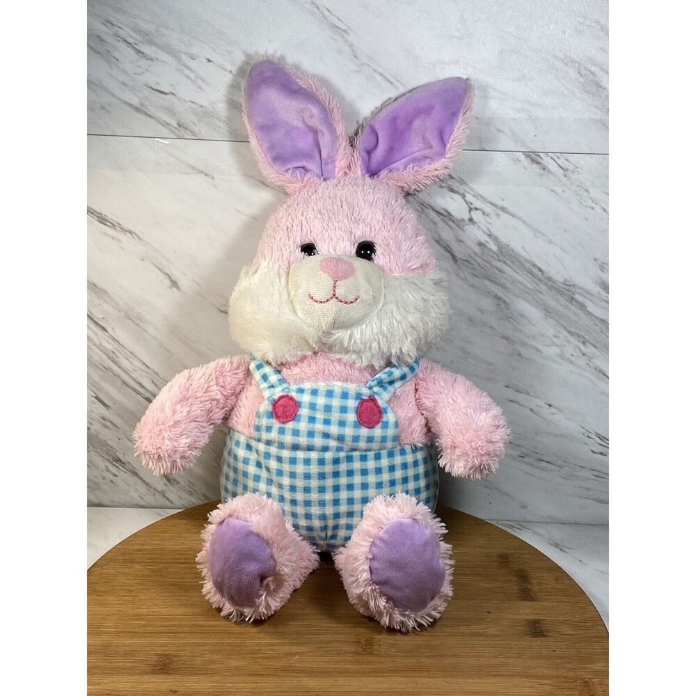 Hug & Luv Blue White Chenille Ribbed Bunny Rabbit Plush Stuffed Animal 17”